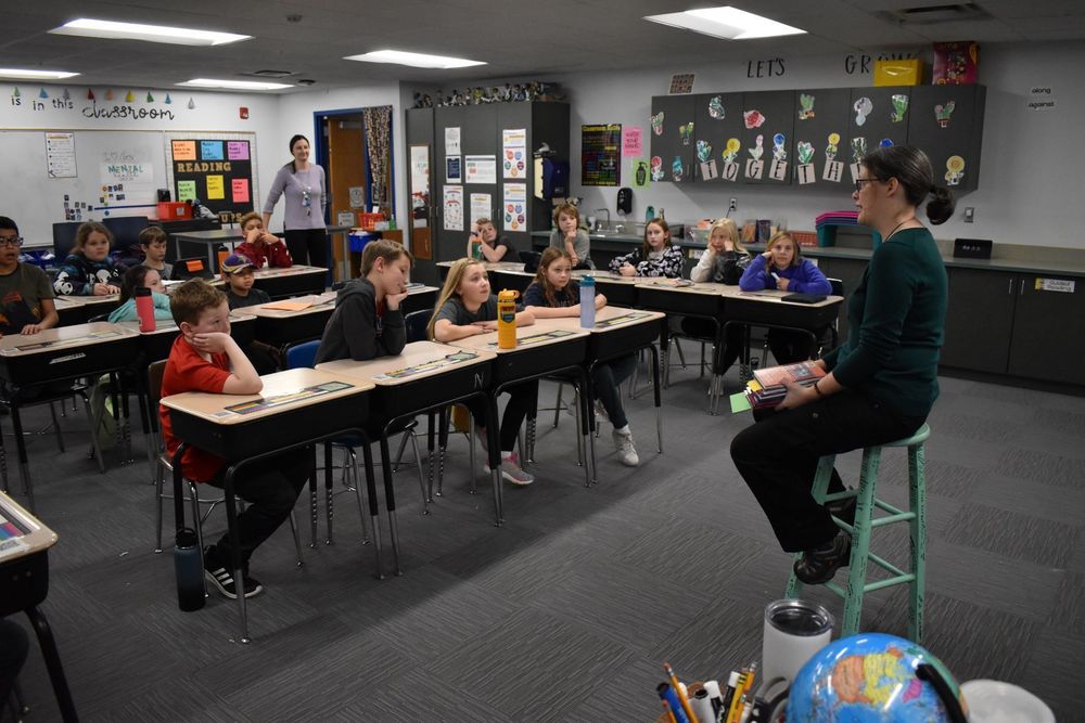 Author visits North fourth grade classroom
