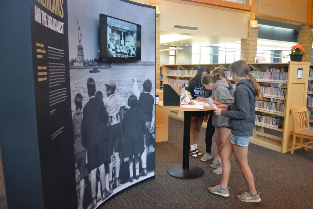 Saint Peter Middle School students are spending  time this week visiting the 'Americans & the Holocaust' exhibit at the Saint Peter Public Library